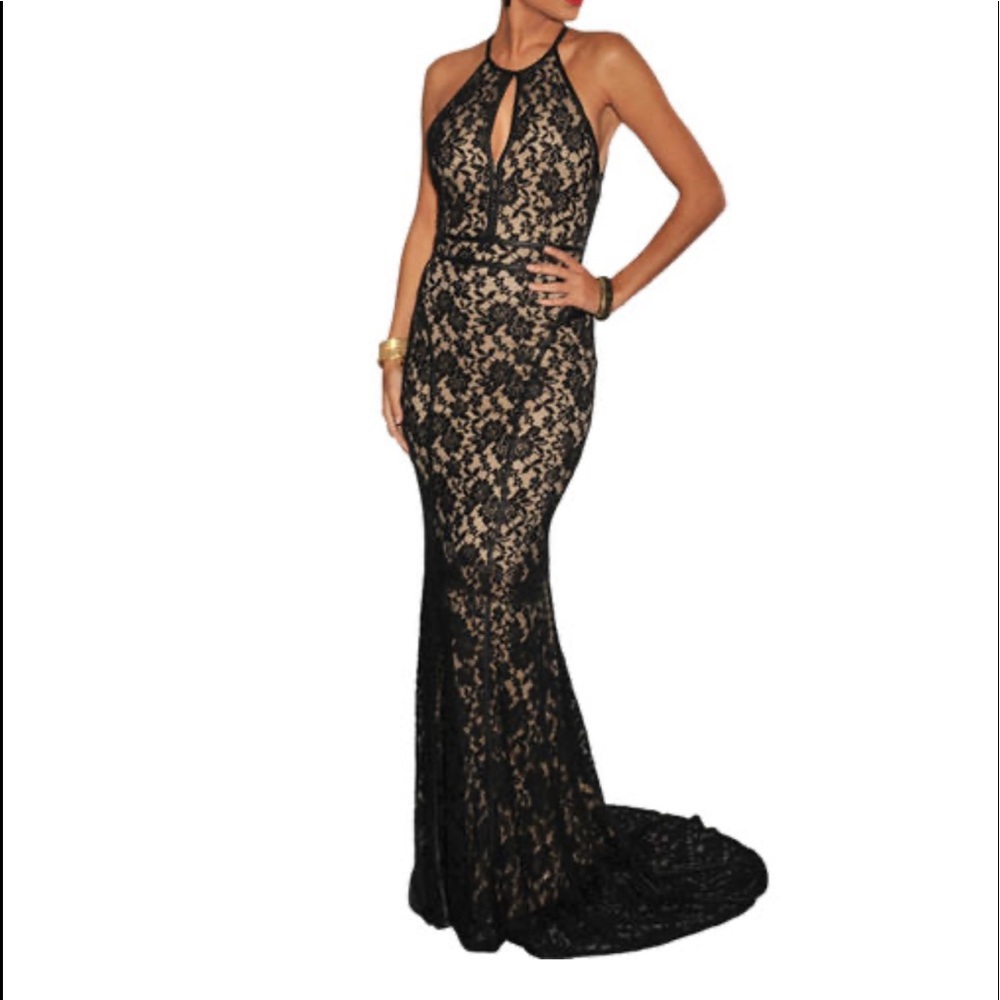 Halter black lace gown - Picture 3 of 8